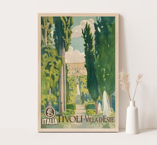 Tivoli, Villa d'Este, Italy vintage travel poster by unknown author, c. 1910-1959.