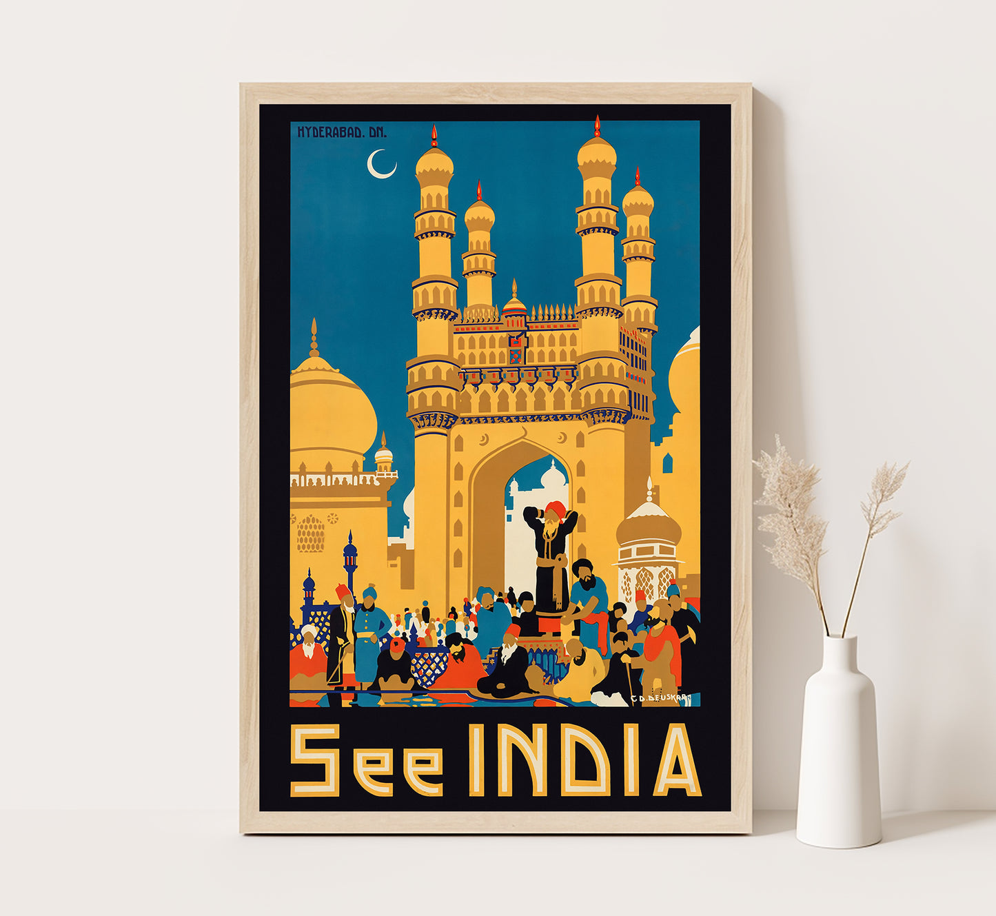 See India vintage travel poster by G.D. Deuskar, c. 1910-1959.