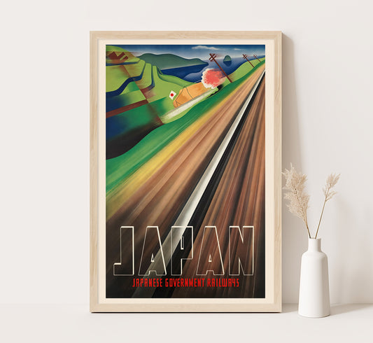 Japanese Railroads vintage travel poster by Satomi, 1937.