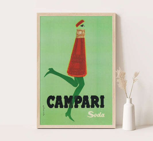 Campari Soda | Corre Col Tempo | Vintage Advertising Poster | Vintage Kitchen Decor | Extra Large Wall Art.