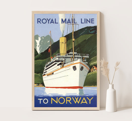 Royal Mail Line To Norway vintage travel poster by unknown author, 1930s.