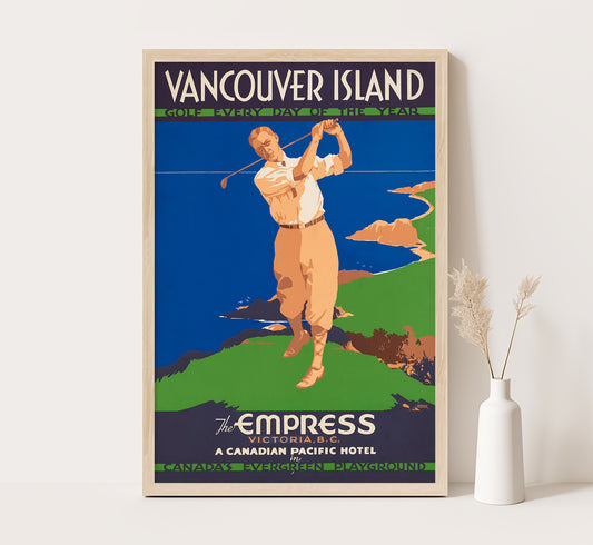 Vancouver Island, Golf every day of the year, Canada vintage travel poster by Norman Fraser, 1910-1959.