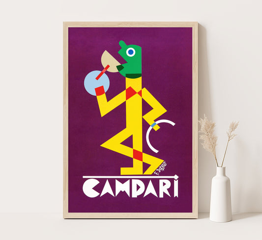 Campari vintage advertising poster by Fortunato Depero, Vintage kitchen decor.