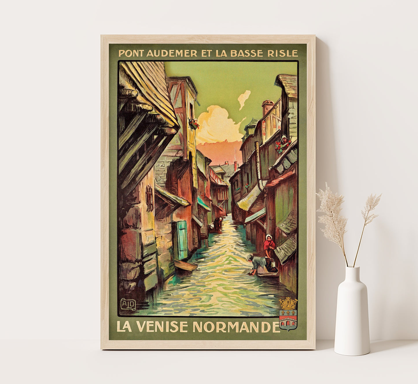 Normandy, La Venice Normande, France vintage travel poster by unknown author, 1924c.