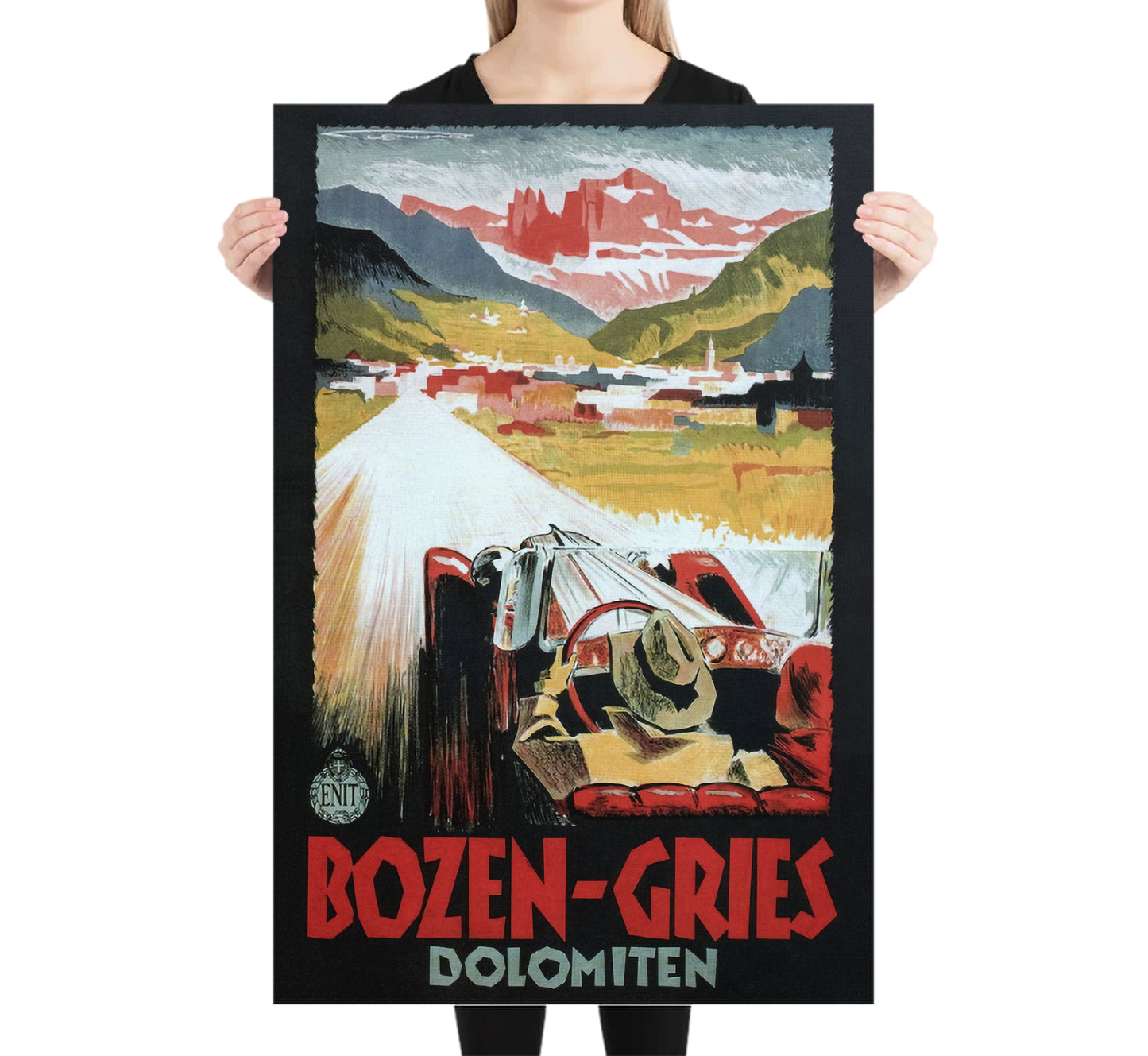 Bolzano Dolomites Italy Vintage Travel Poster ENIT Bozen-Gries Dolomiten by Franz Lenhart, 1934.