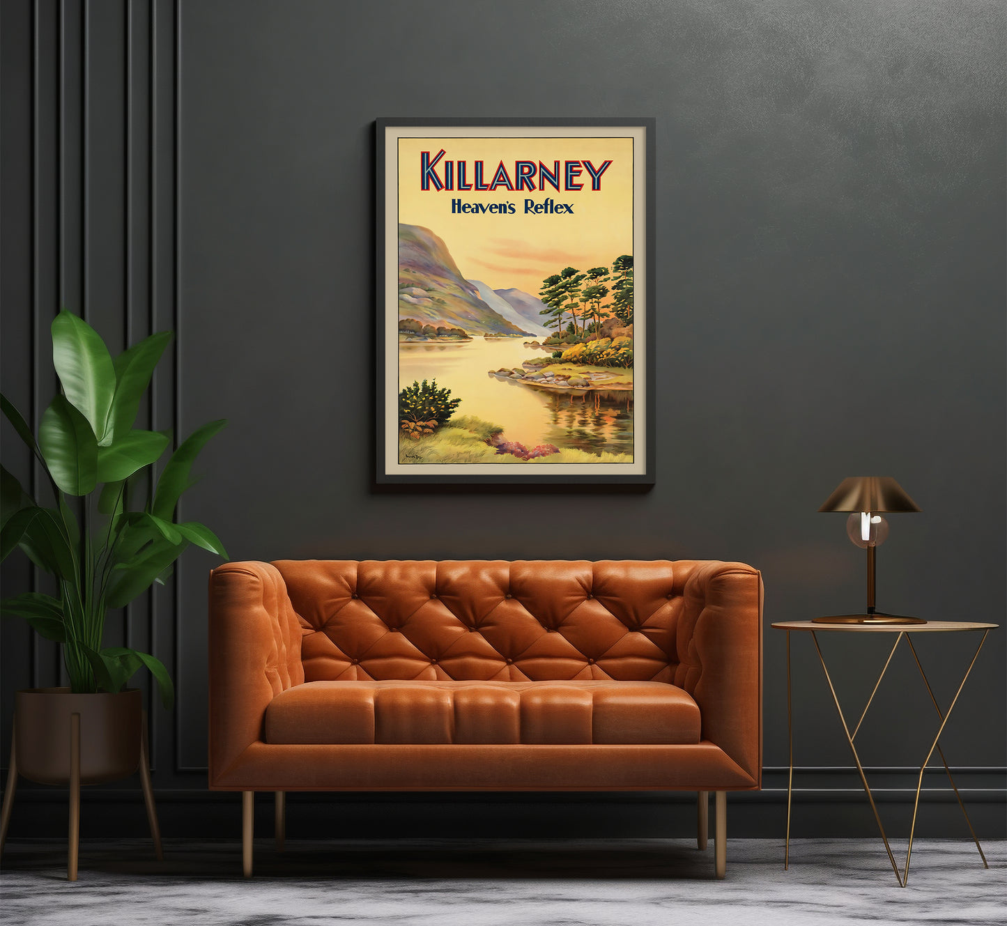 Killarney, Heavens reflex, Ireland vintage travel poster by W. Till, 1910-1959.