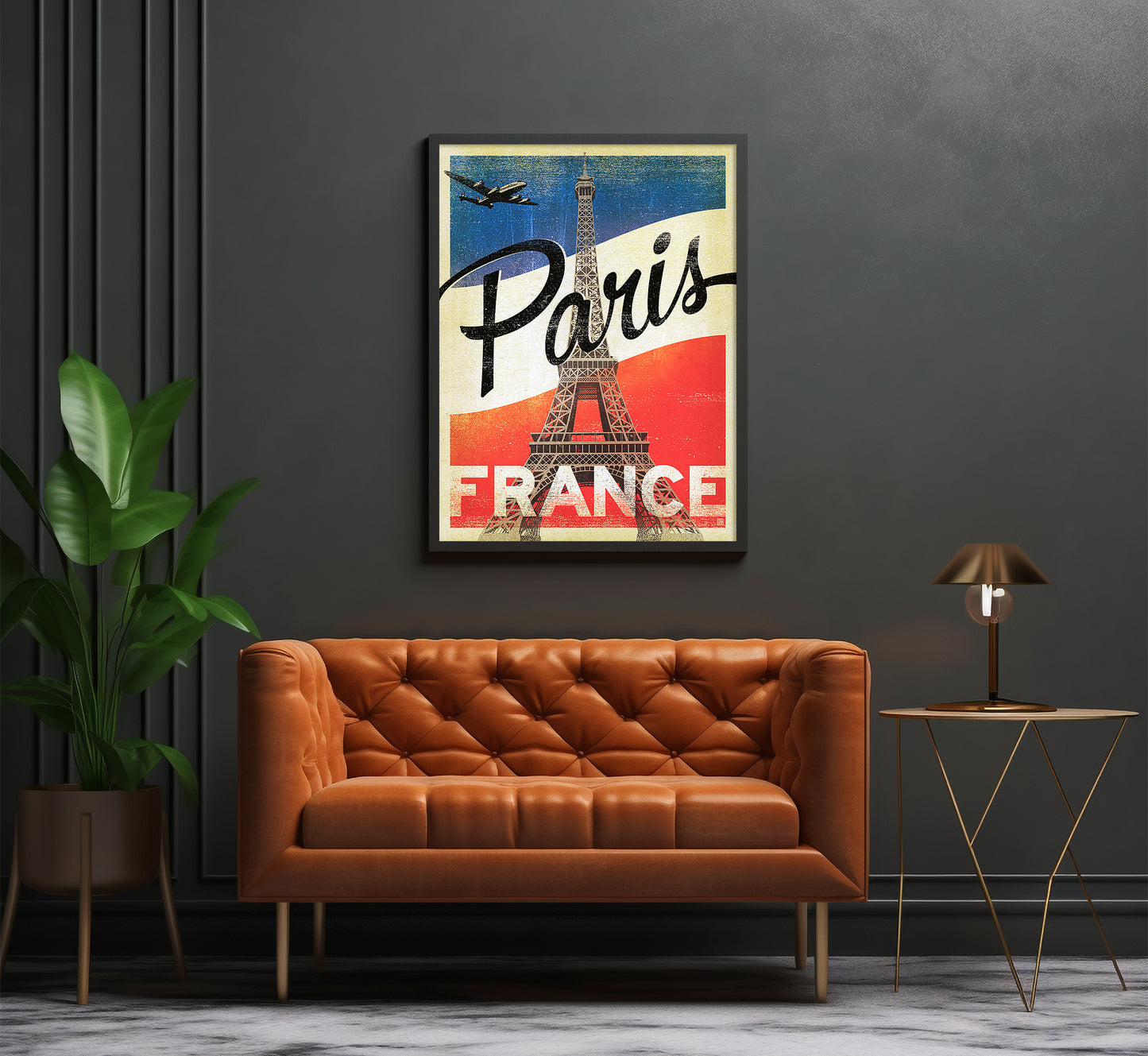 Retro look Paris poster, France vintage travel poster by unknown author, 1930s.