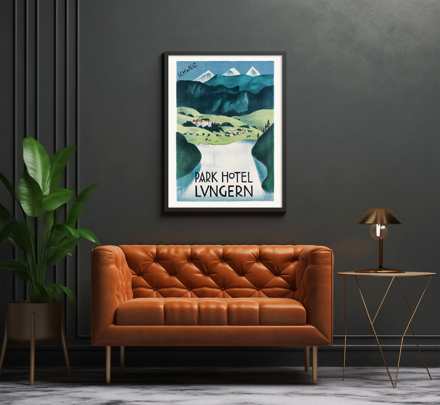 Park Hotel Lungern poster, Switzerland vintage travel poster by unknown author, 1930s.