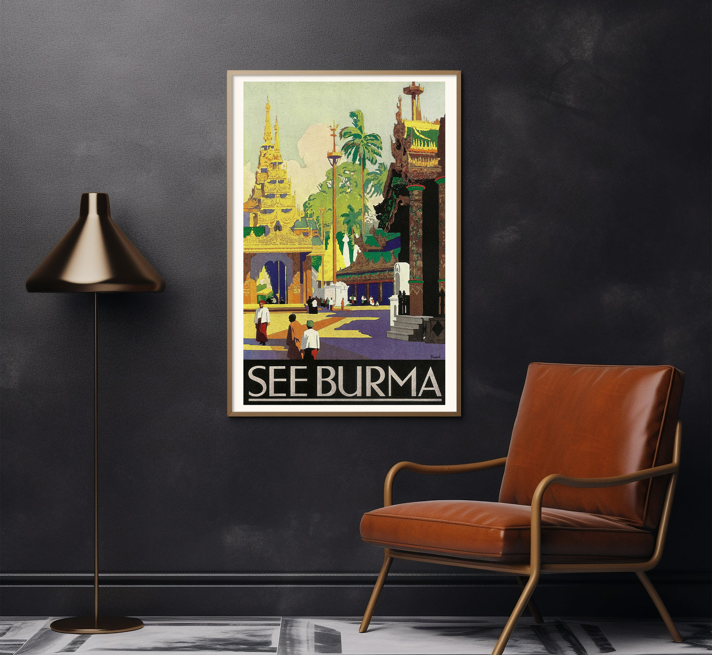 See Burma, India vintage travel poster by Percy Padden, 1930s.