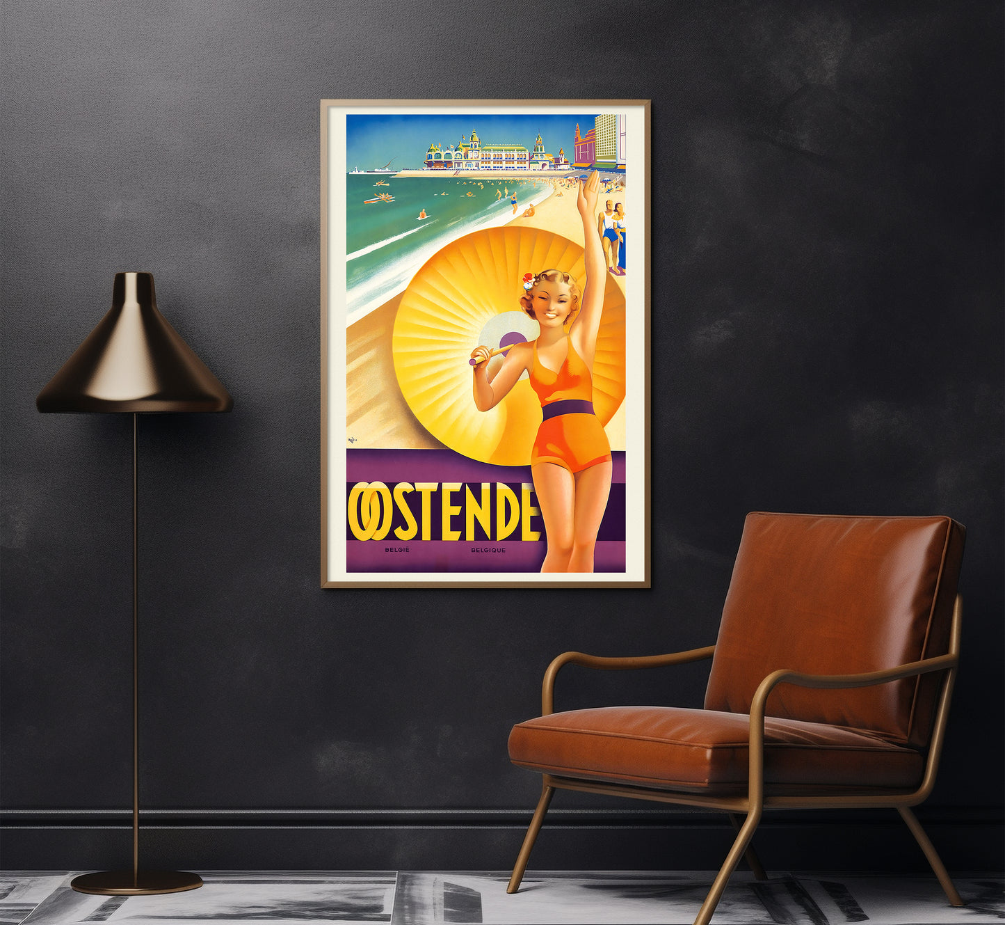 Ostend, Belgium vintage travel poster by Roger Berckman, 1910-1959.