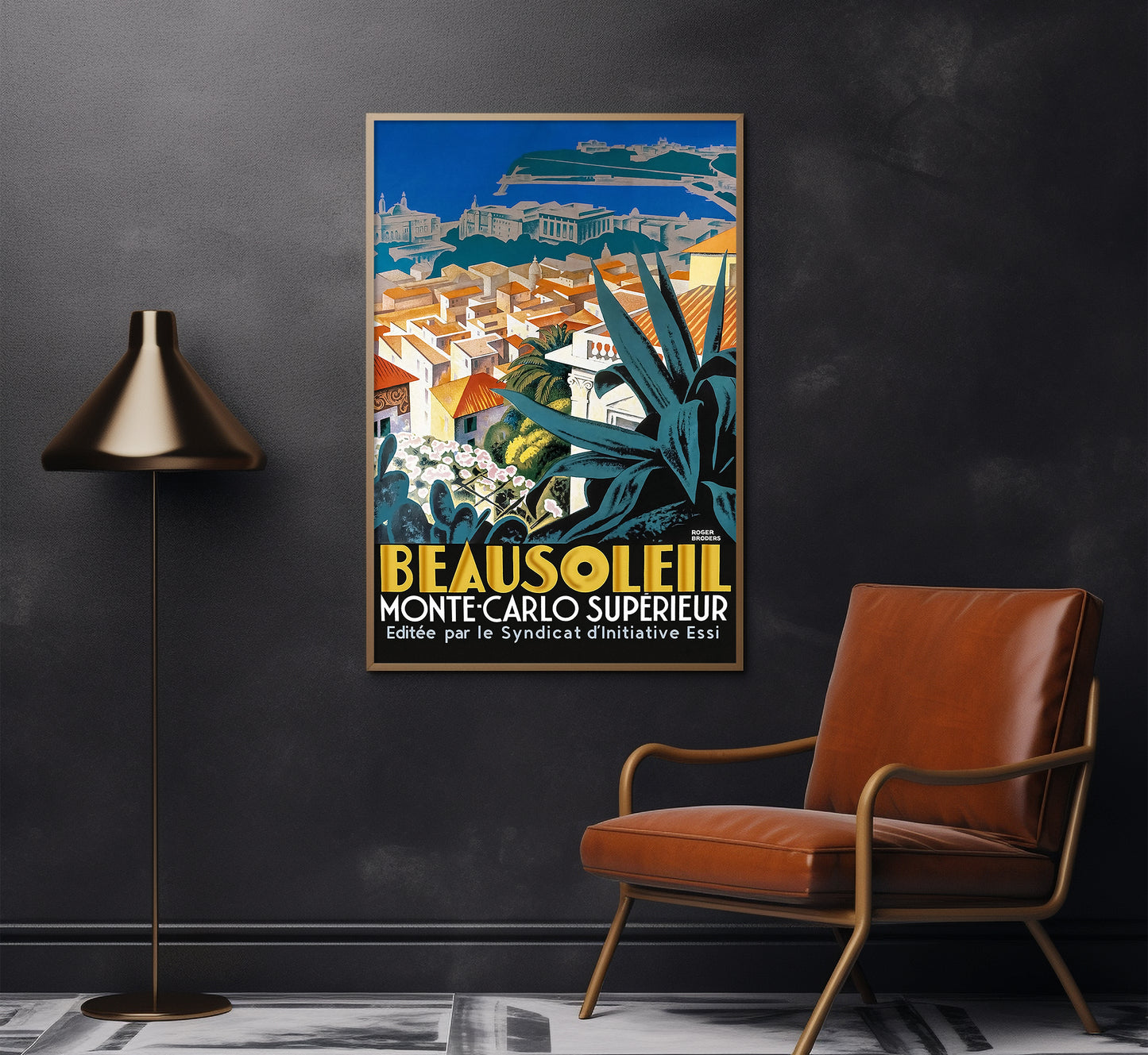 Beausoleil, Monaco, Monte-Carlo vintage travel poster by Roger Broders, 1928.