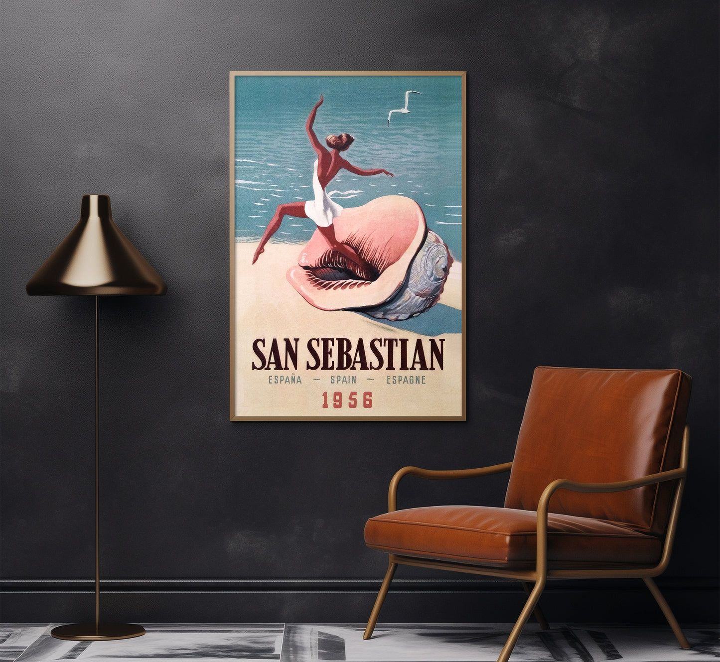 San Sebastian Spain Vintage Travel Poster by Unknown Author circa 1956.