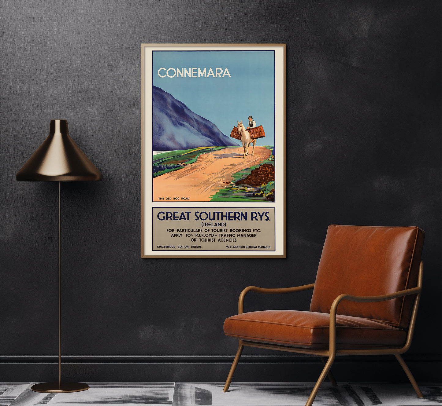 Connemara, The old bog road, Ireland vintage travel poster by I B Gray, 1910-1959.