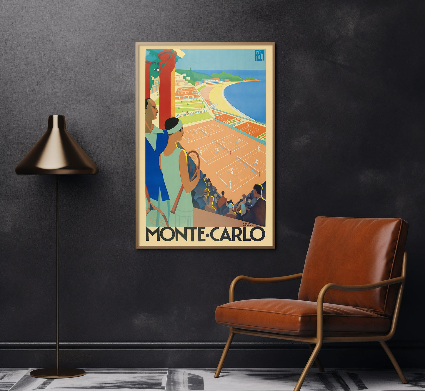 Monaco, Monte Carlo, tennis courts vintage travel poster by Roger Broders, c. 1920.