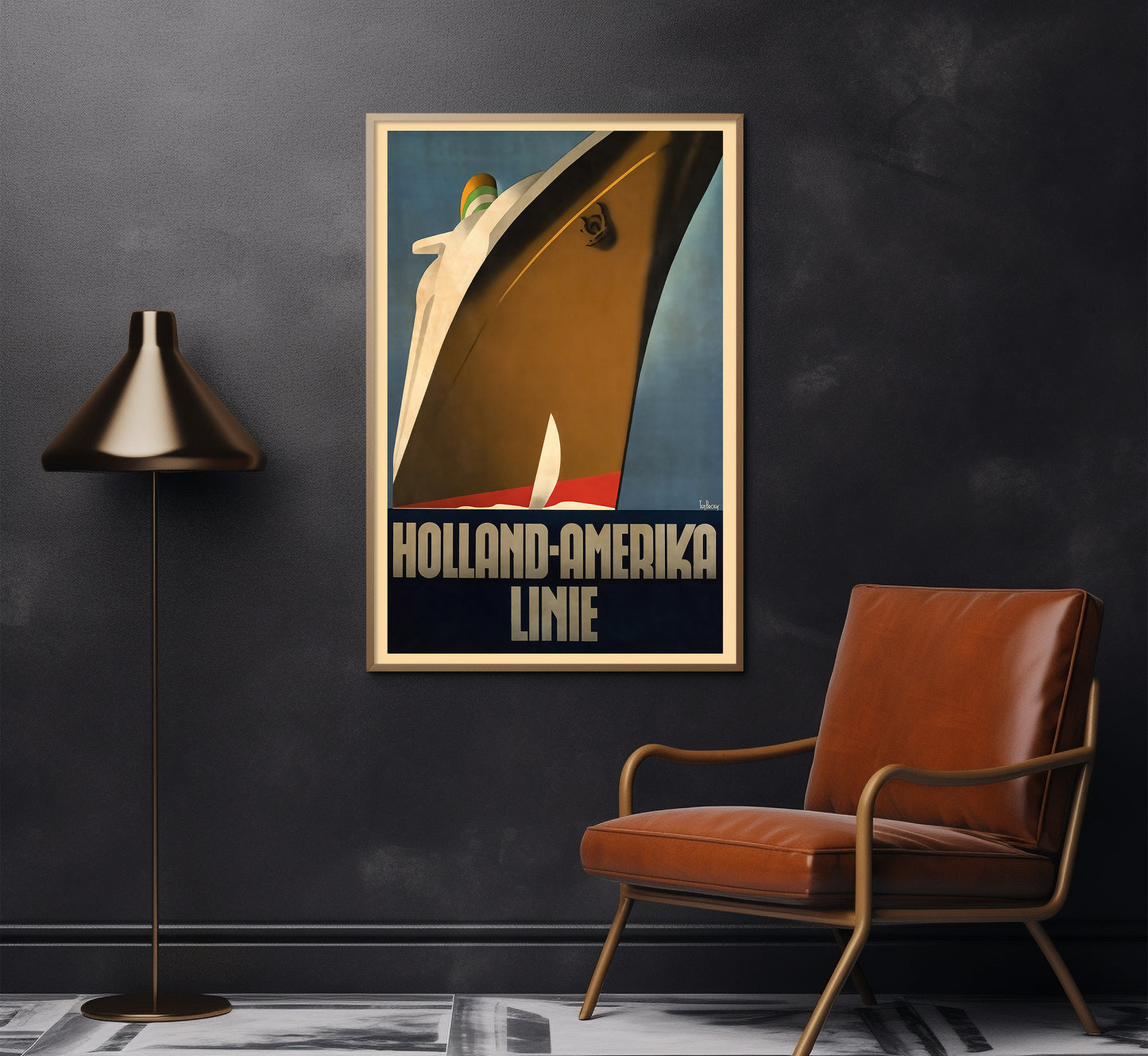 Holland America line vintage travel poster by Willem F. Ten Broek, 1936.