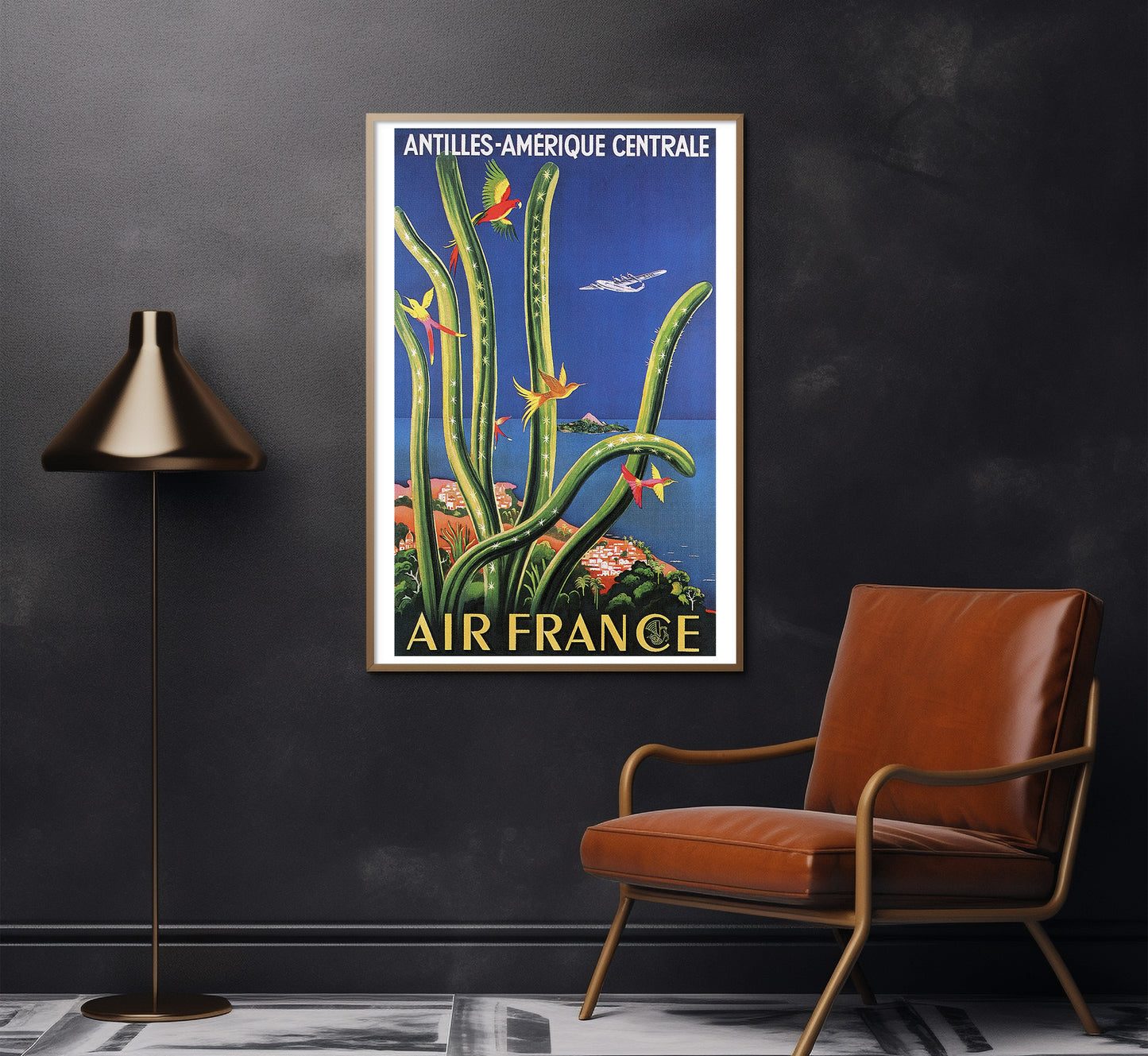 Air France to Central America, Antilles - Amerique Centrale vintage travel poster by unknown author, 1910-1955.