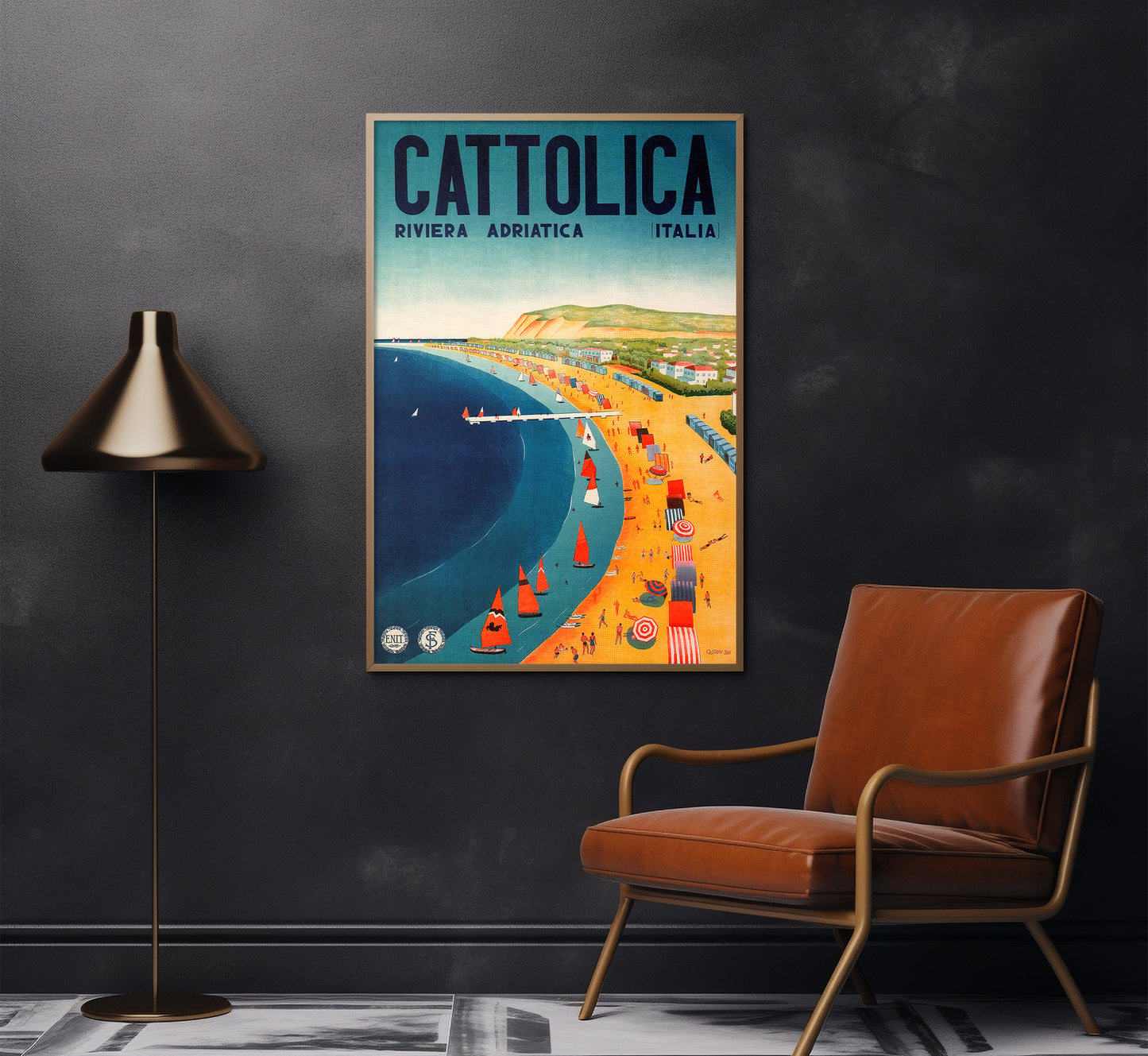 Cattolica, Rimini, Italy vintage travel poster by Gogliardo Ossani, c. 1939.