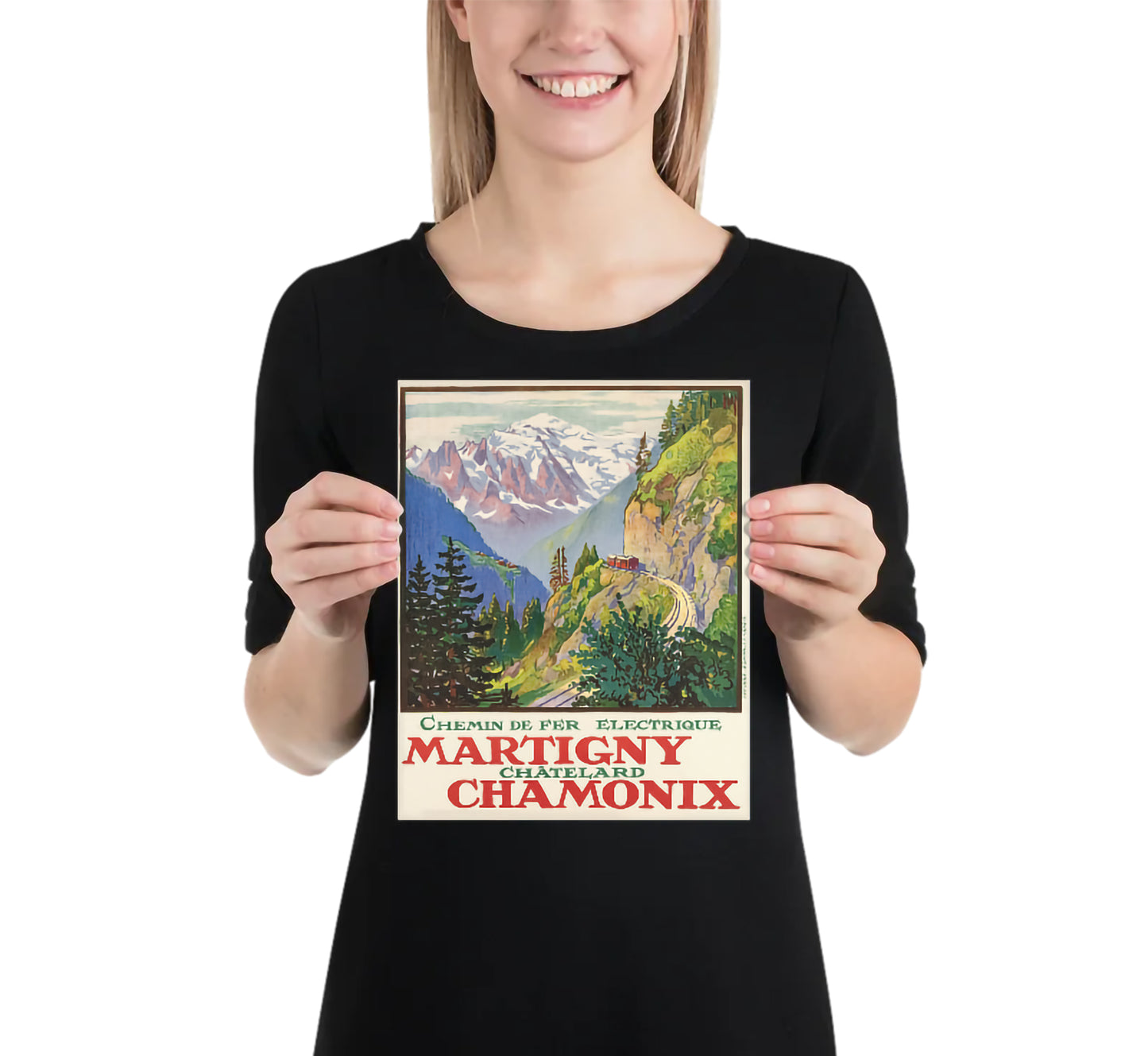 Extremely rare Martigny Chamonix, Switzerland vintage travel poster by unknown author, c. 1930.