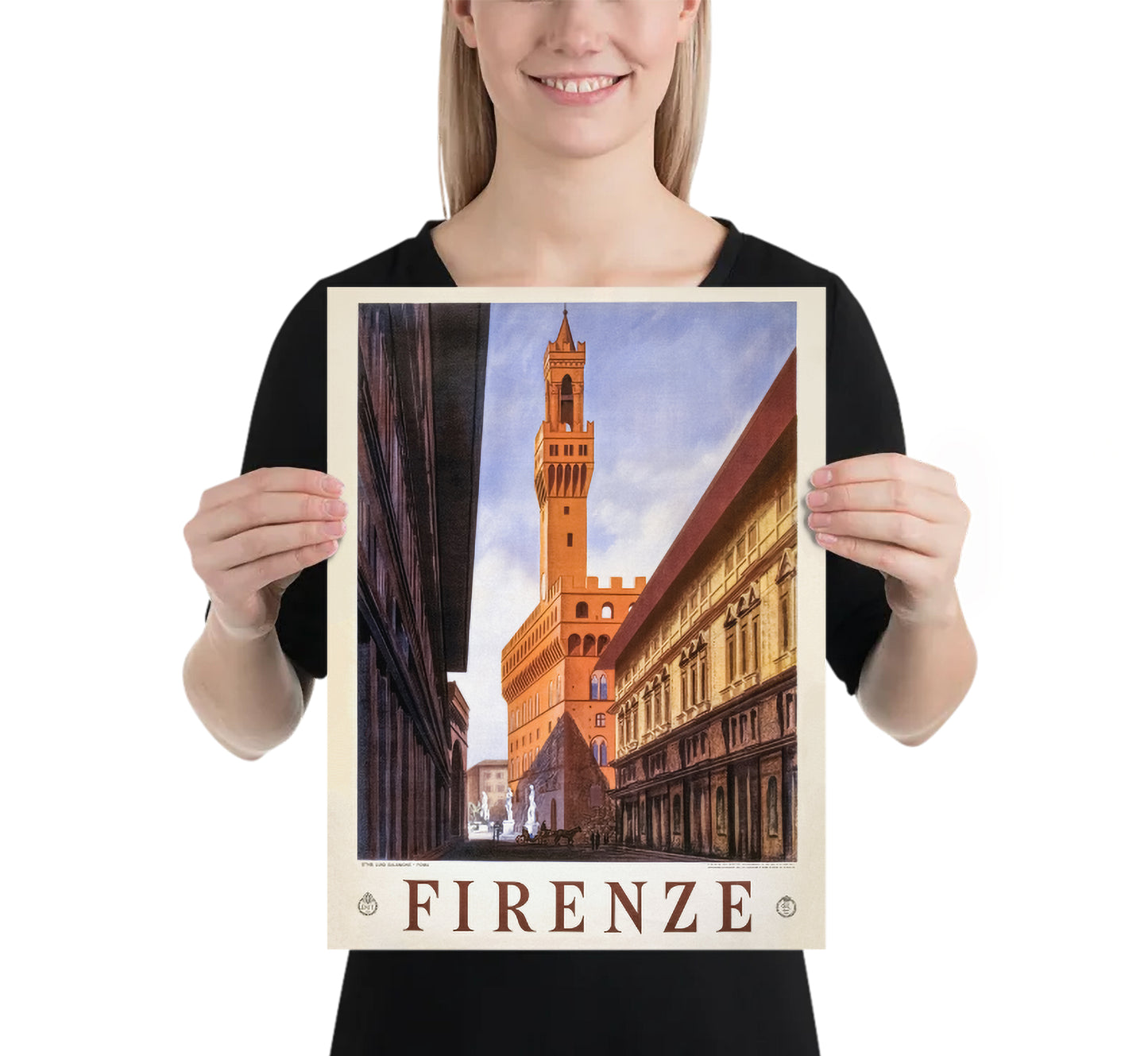 Florence Italy vintage travel poster Firenze by unknown author, 1930s.