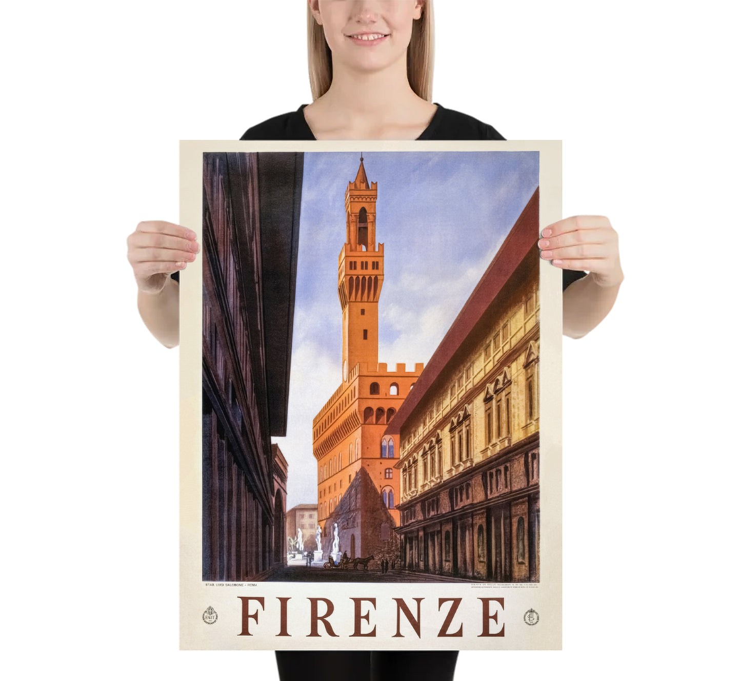 Florence Italy vintage travel poster Firenze by unknown author, 1930s.