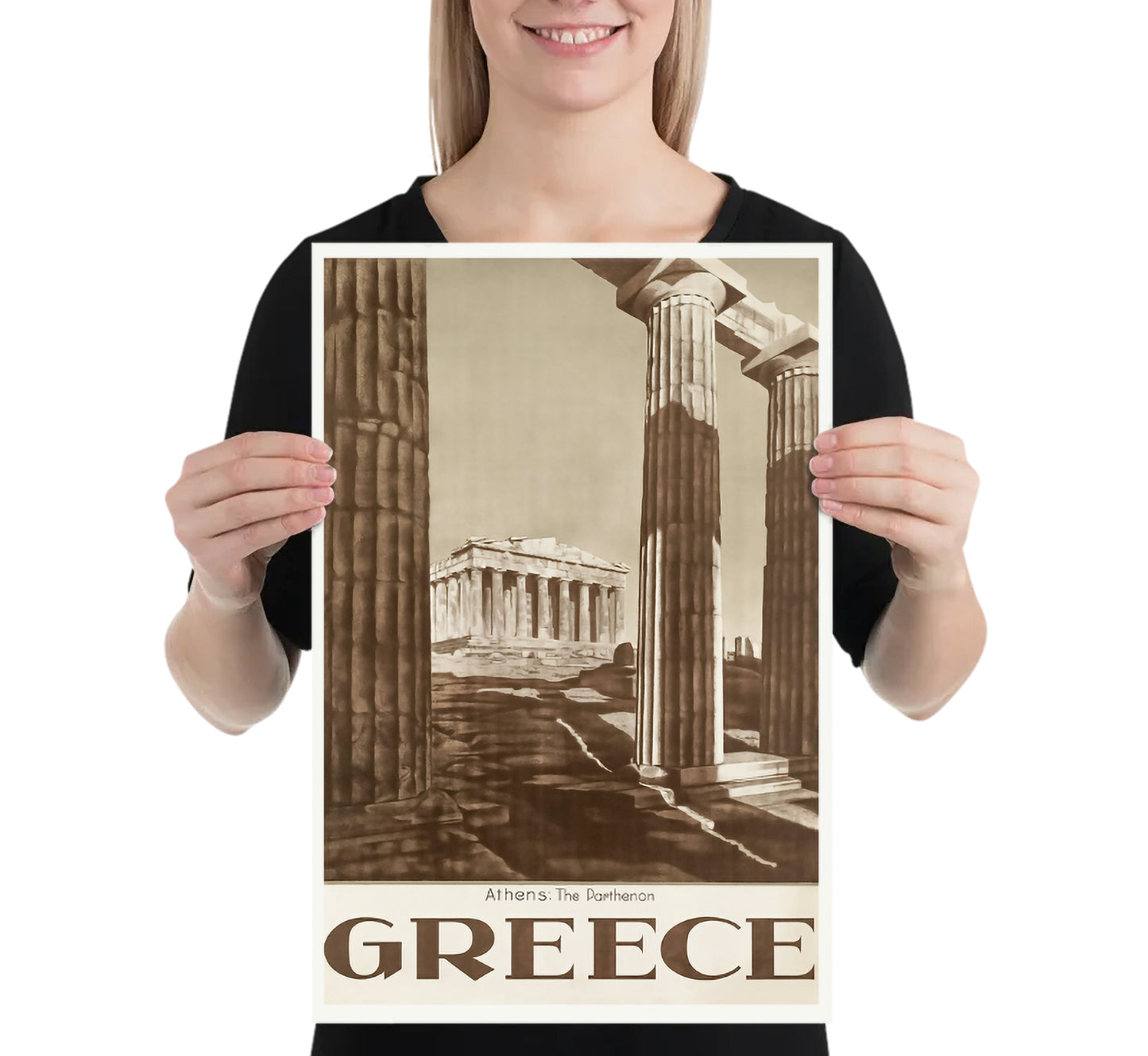 The Pantheon, Athens, Greece vintage travel poster by Nelly's, 1910-1959.