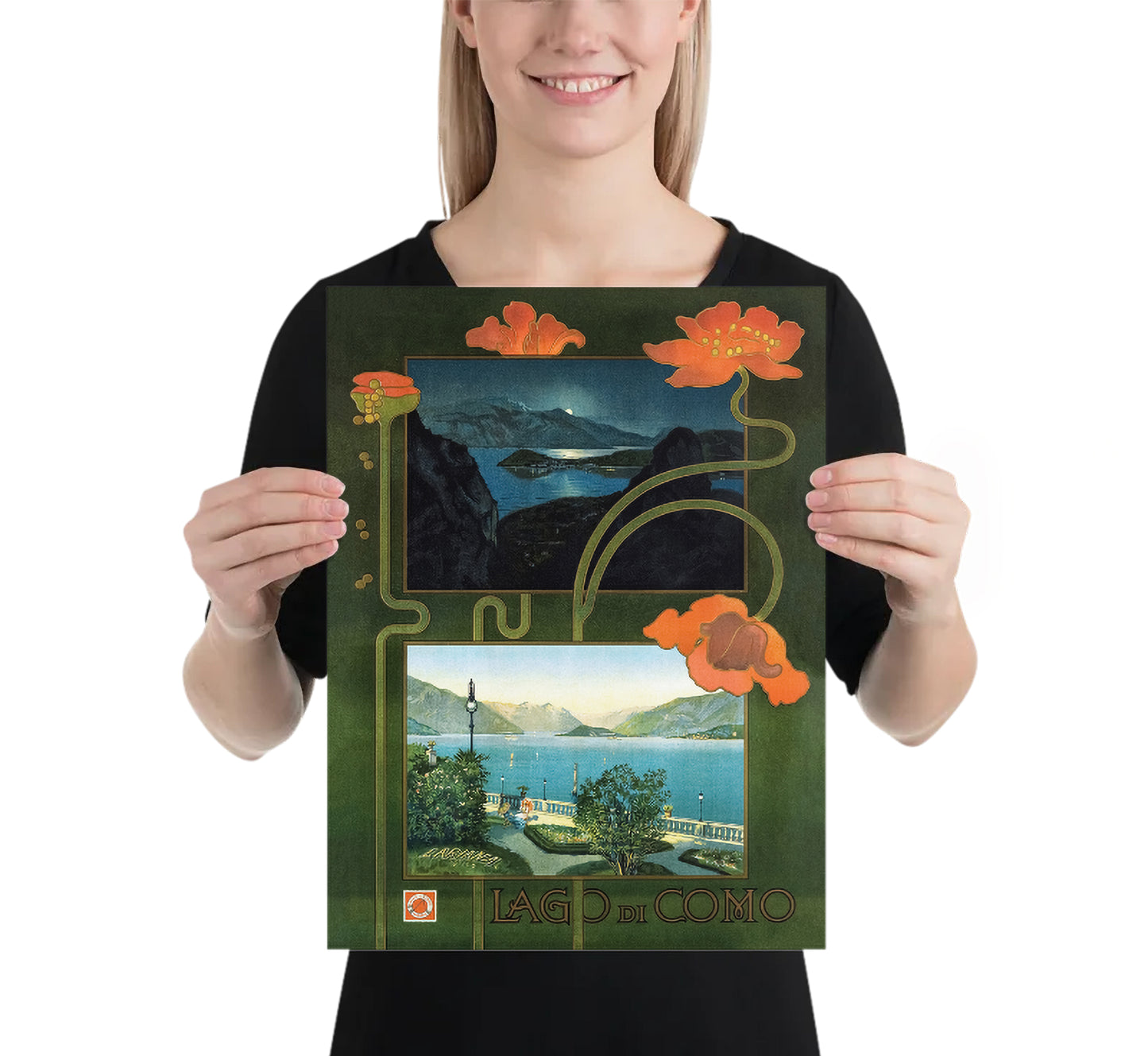 Lago di Como Italy vintage travel poste, Lake Como Italy Poster by unknown author, c. 1899.