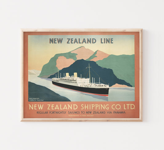 New Zealand Line vintage travel poster by unknown author, c. 1930s.