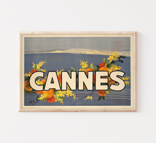 Cannes, Cote d'Azure, France vintage travel poster by Georges Sem, c. 1930.