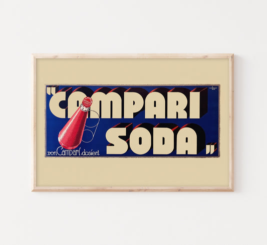 Italian Campari Soda Poster from 1950s | Vintage Campari Advertising | Vintage Kitchen Decor | Extra Large Wall Art.