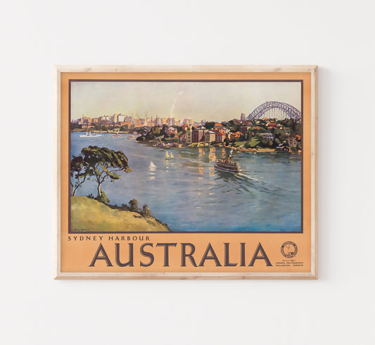 Sydney Harbour, Australia vintage travel poster by Will Ashton R.O.I., 1910-1959.