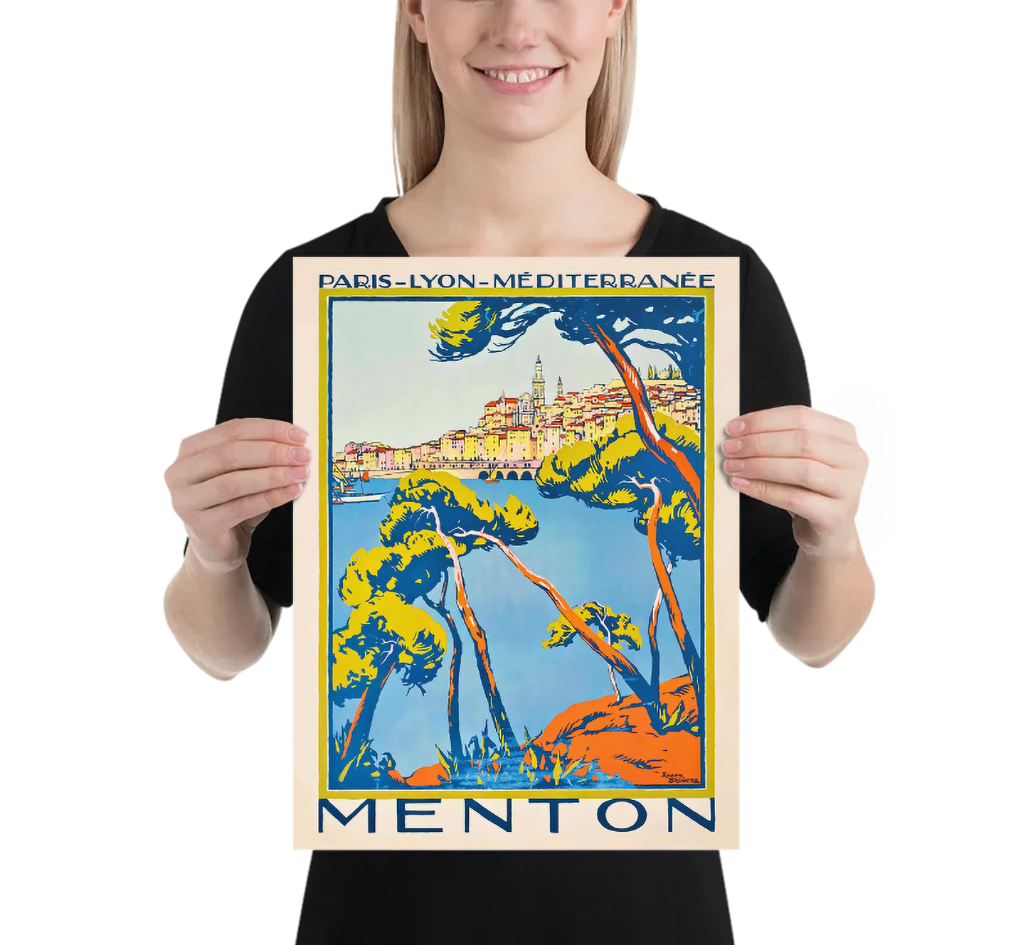 PML Menton vintage travel poster by Roger Broders, 1923.