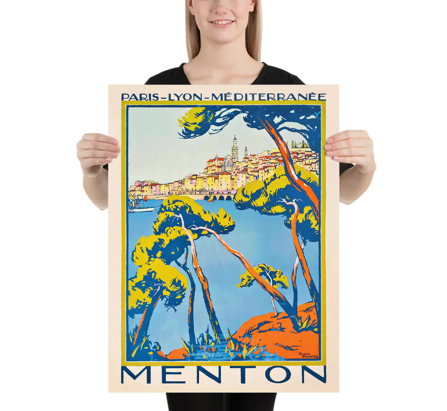 PML Menton vintage travel poster by Roger Broders, 1923.