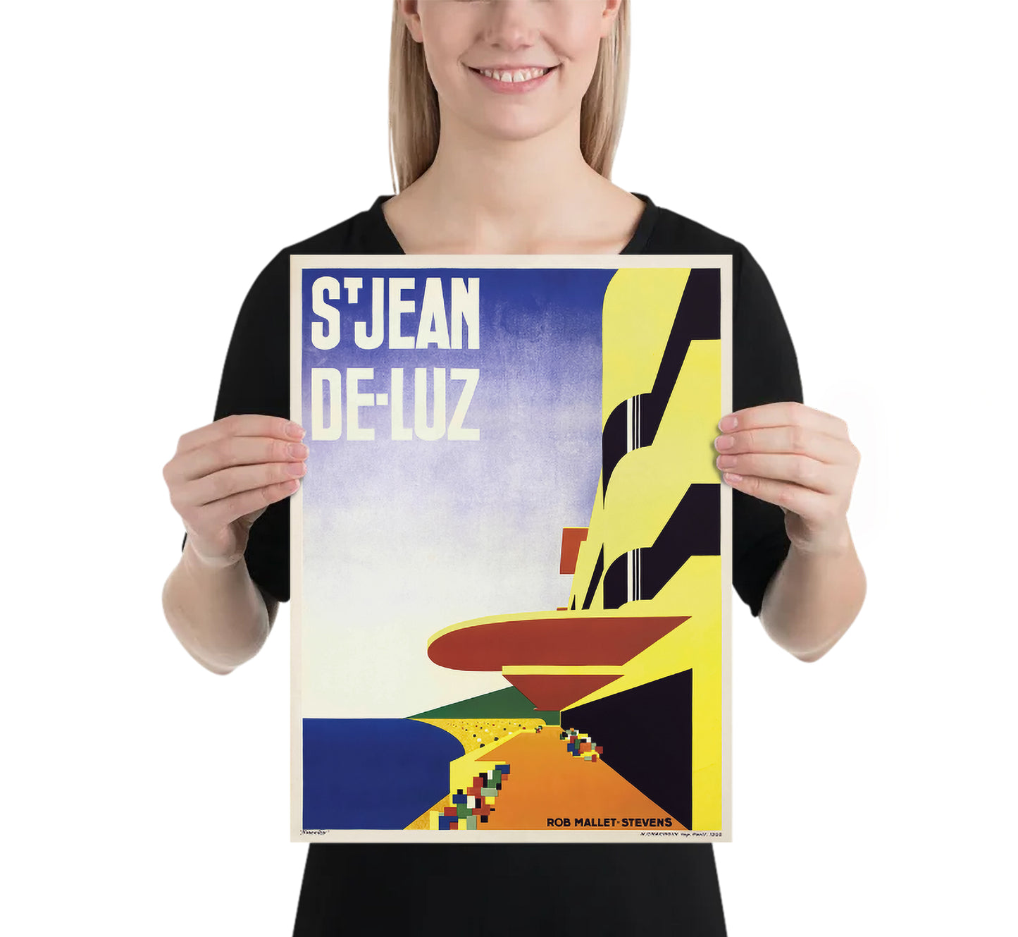 Saint Jean de Luz French vintage travel poster by Robert Mallet-Stevens, 1928.