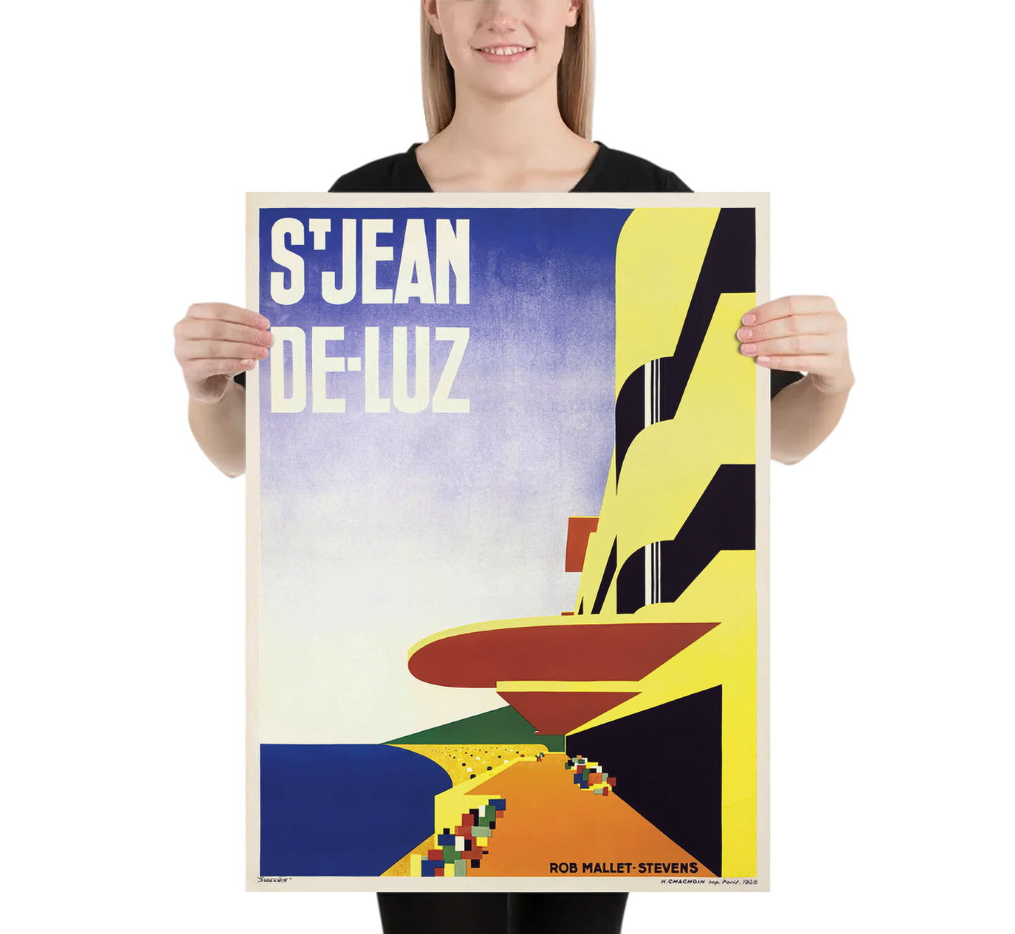 Saint Jean de Luz French vintage travel poster by Robert Mallet-Stevens, 1928.