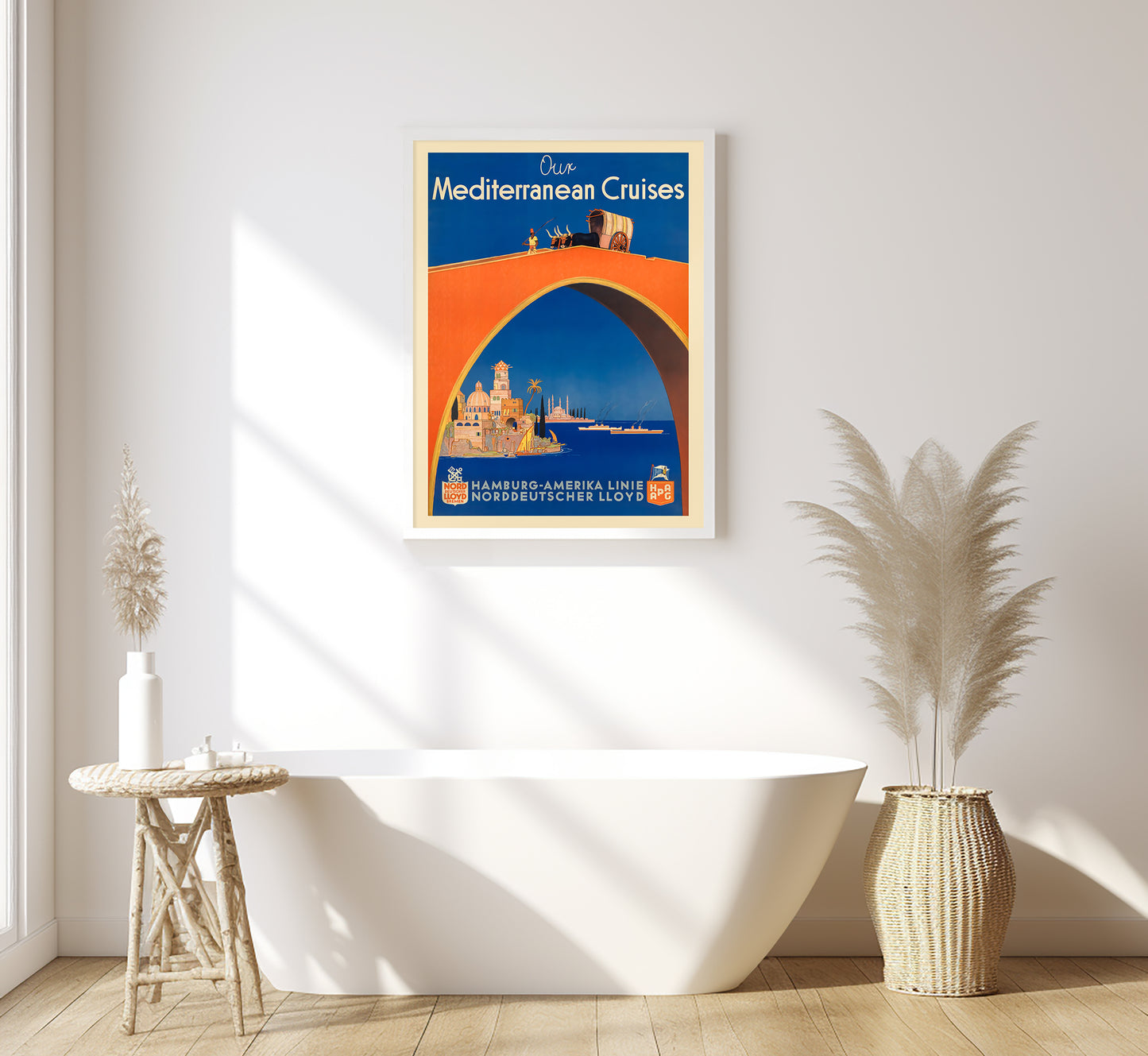 Our Mediterranean cruises vintage travel poster by unknown author, 1910-1959.