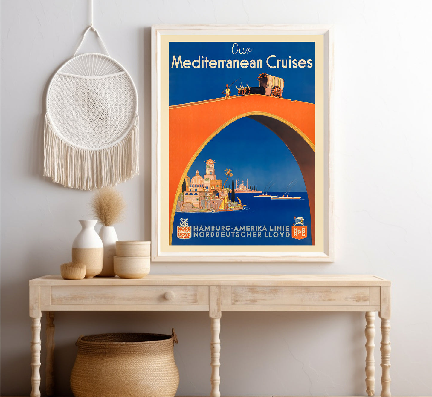 Our Mediterranean cruises vintage travel poster by unknown author, 1910-1959.