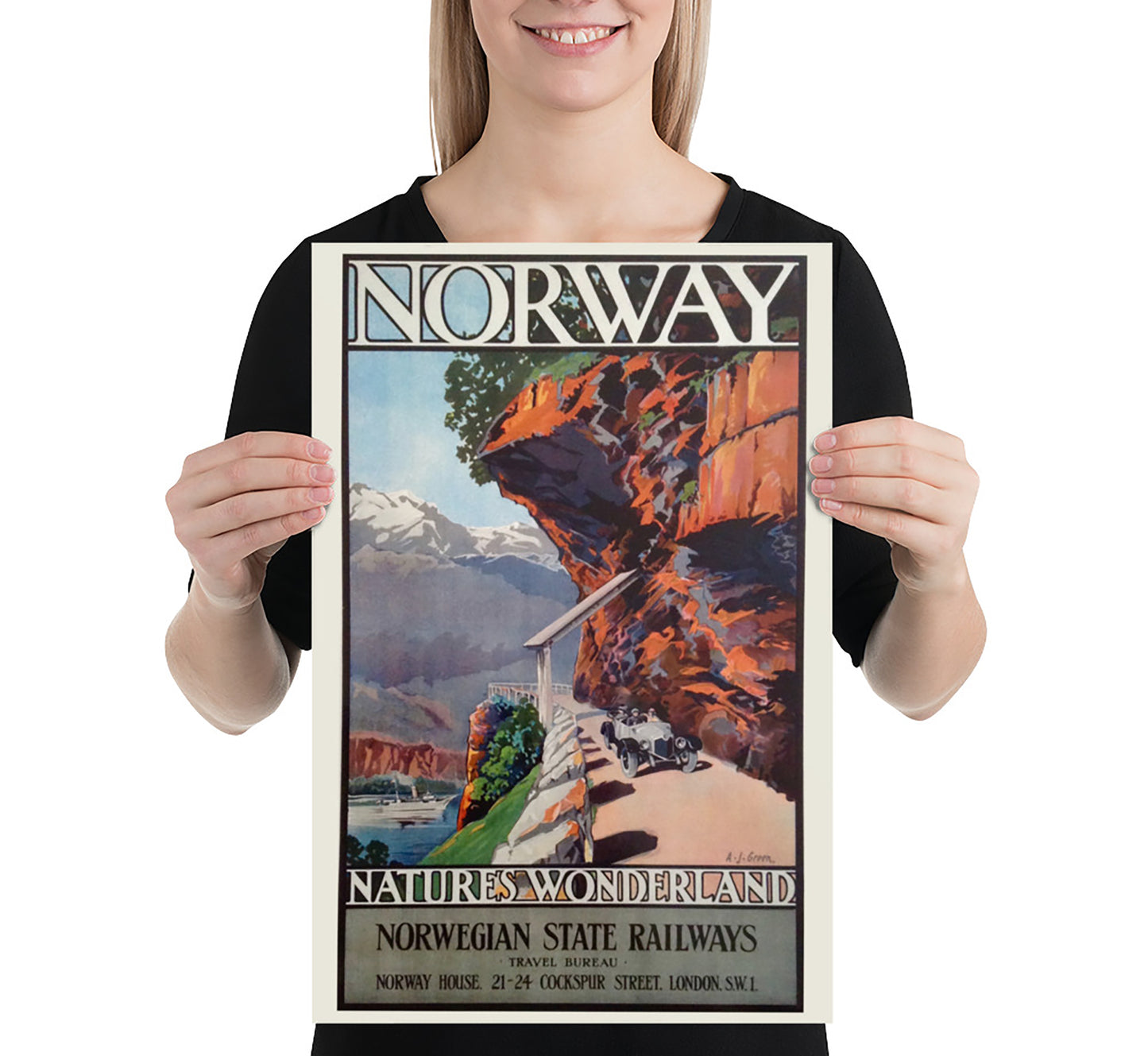 Natures wonderland, Norway vintage travel poster by unknown author, 1930s.
