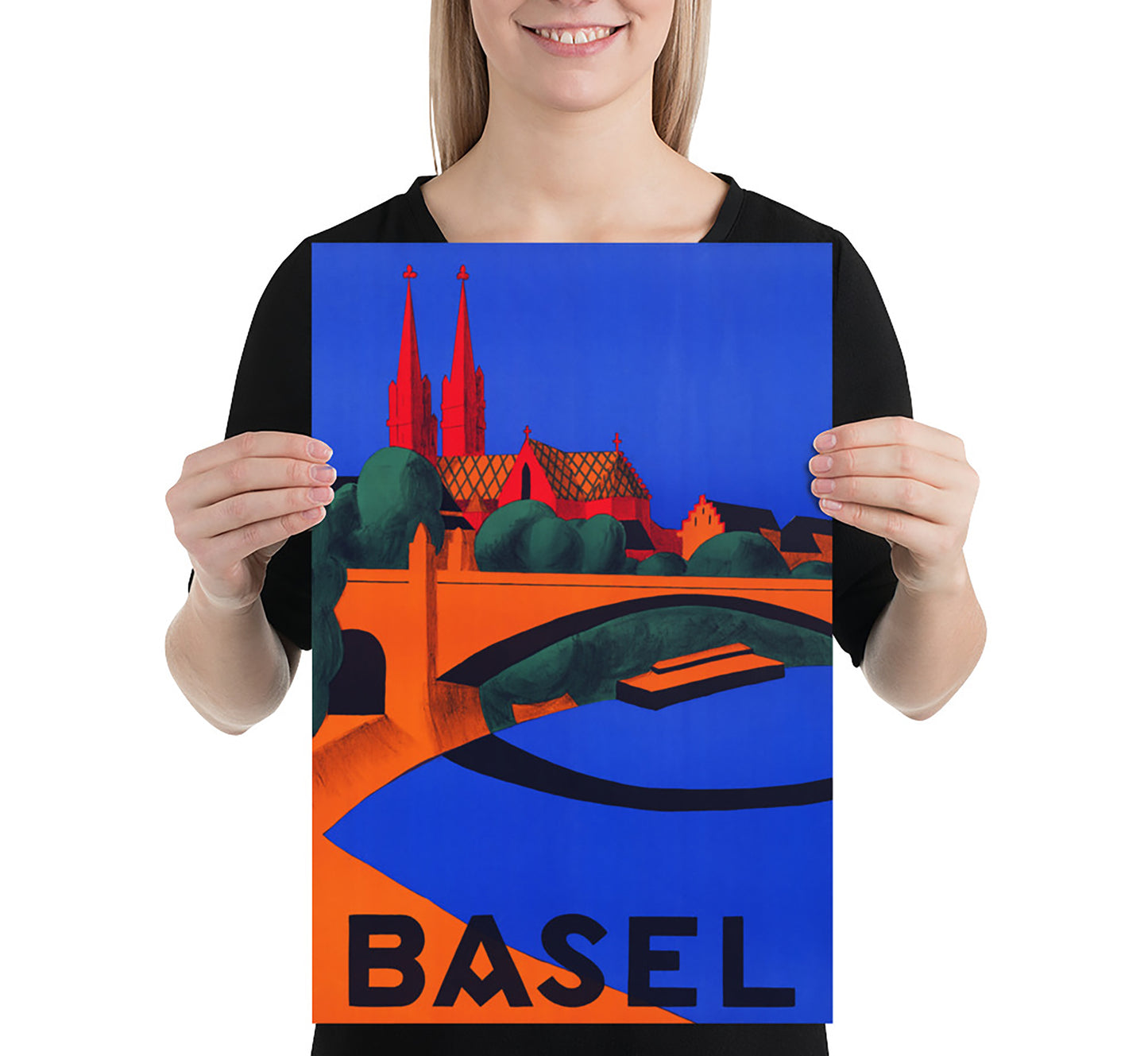 Basel, Switzerland vintage travel poster by Hedwig Thoma, c. 1927.