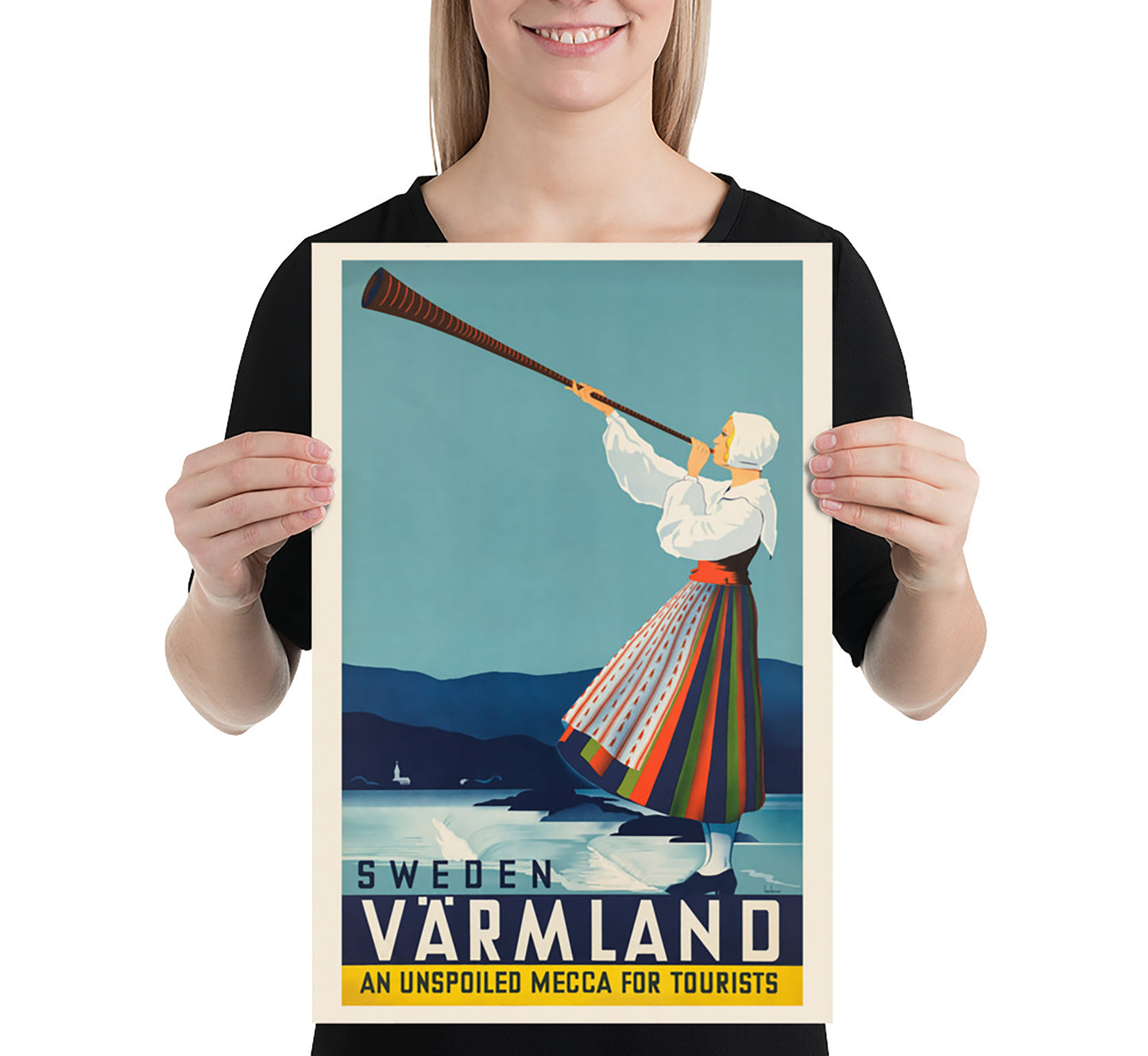 Warmland, An Unspoiled Mecca For Tourists, Sweden vintage travel poster by Beckman, c. 1936.