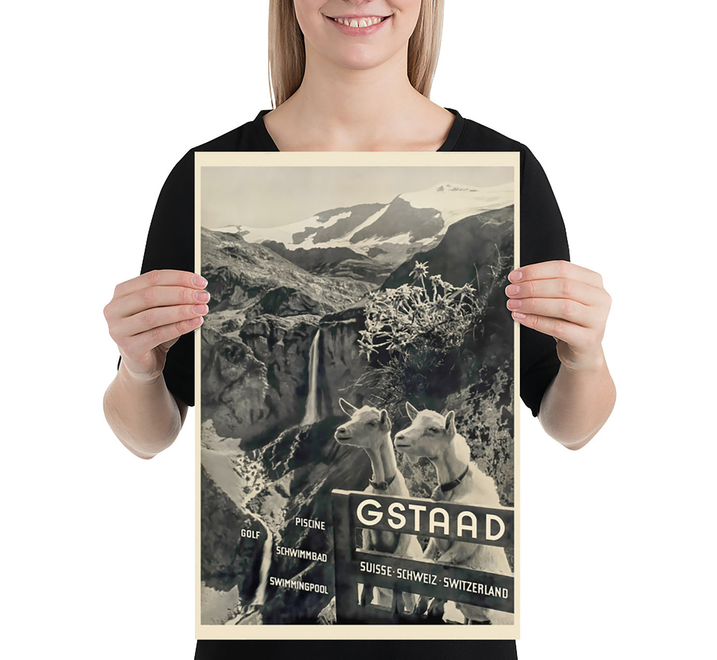 Gstaad, Switzerland vintage travel poster by unknown author, 1910-1959.