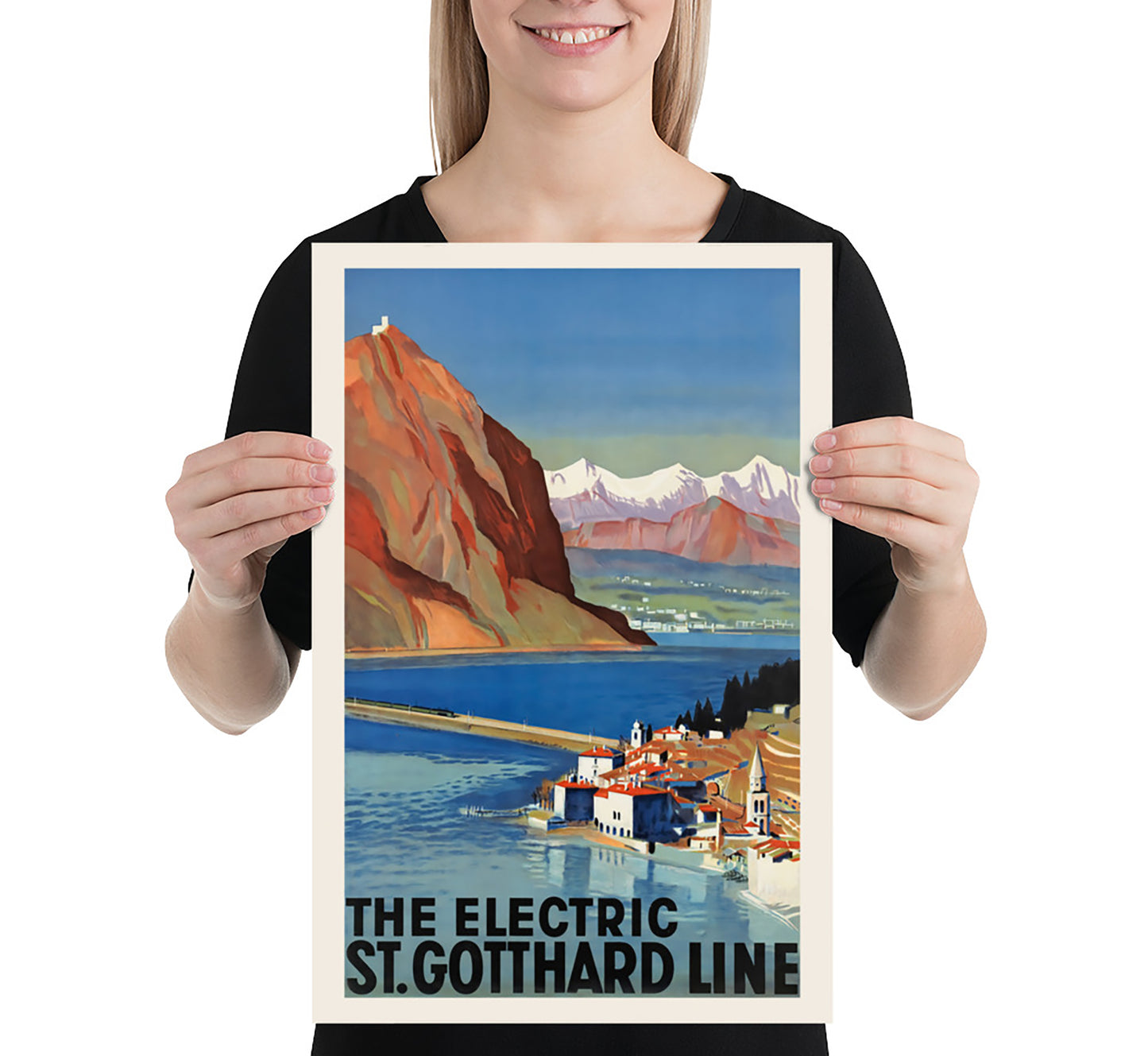 St. Gotthard Line, Switzerland vintage travel poster by unknown author, 1910-1959.