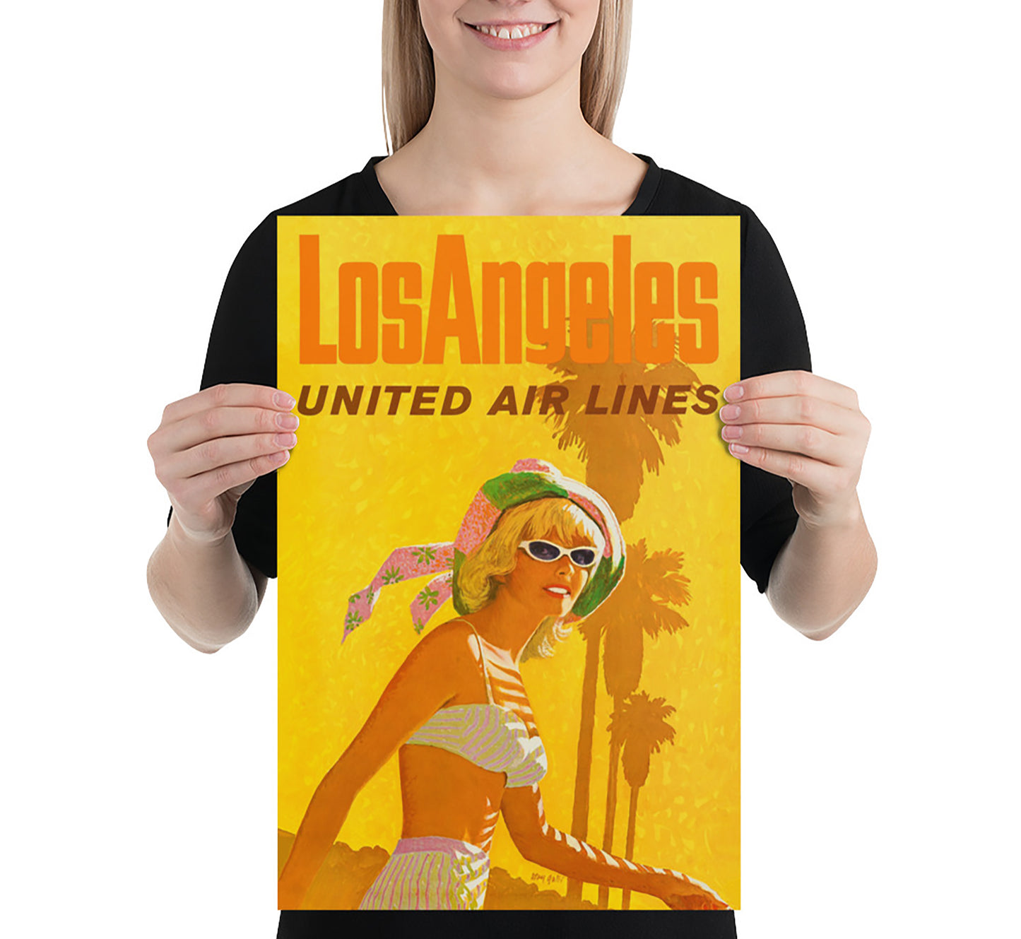 Los Angeles United Airlines vintage travel poster by Stanley Galli, c. 1910-1959.