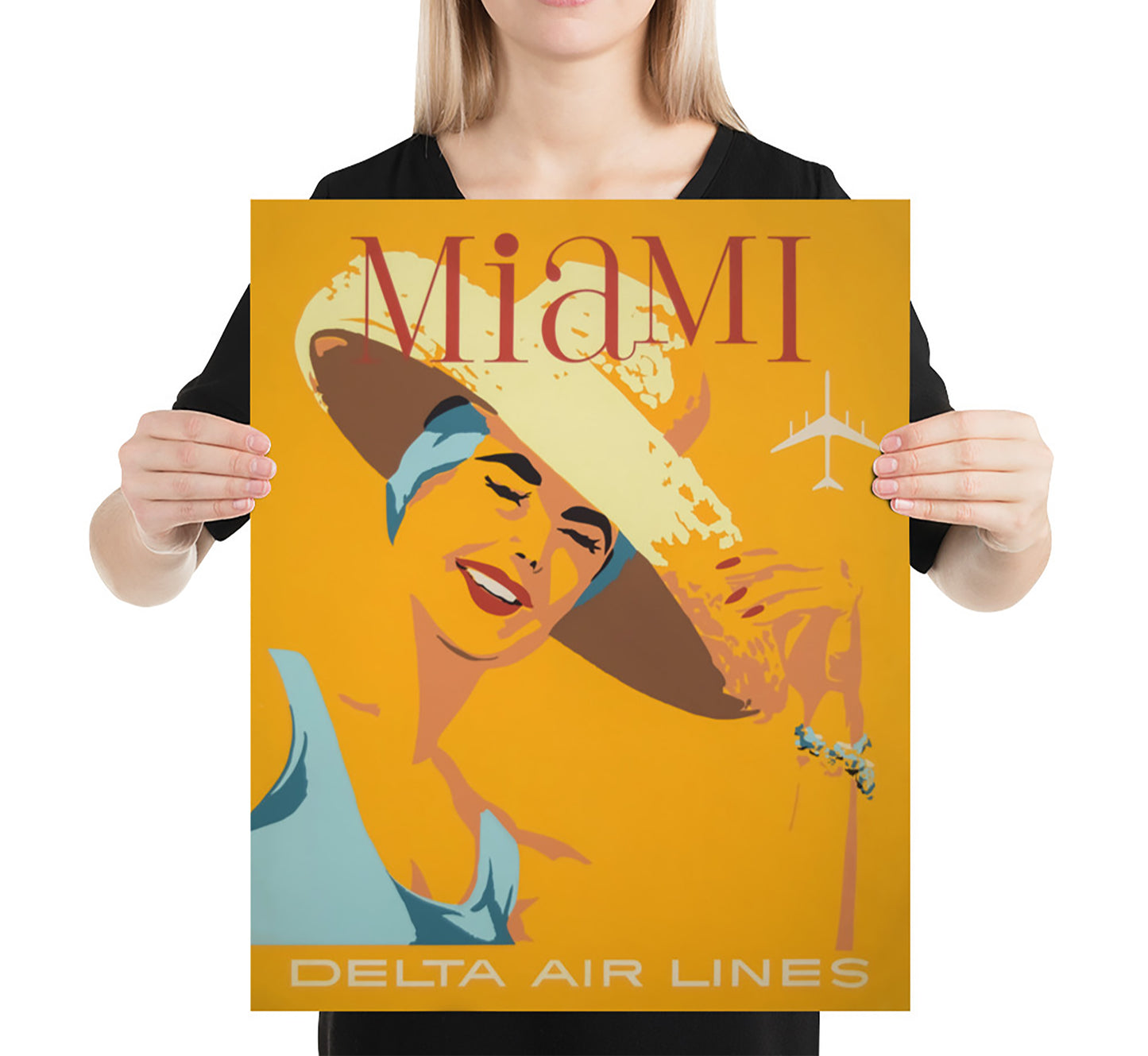 Miami Delta Airlines vintage travel poster by unknown author, c. 1910-1955.