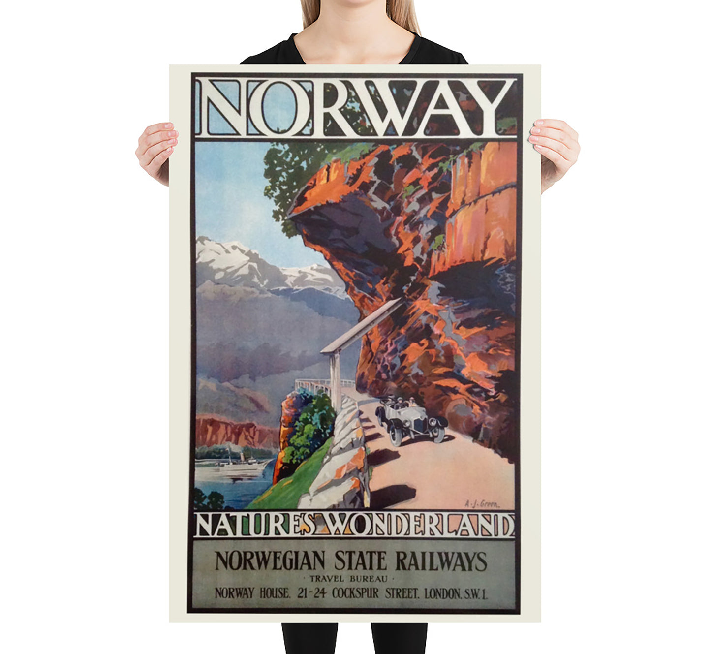 Natures wonderland, Norway vintage travel poster by unknown author, 1930s.