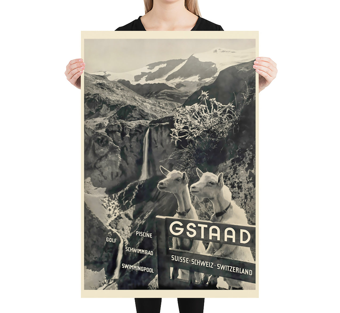 Gstaad, Switzerland vintage travel poster by unknown author, 1910-1959.