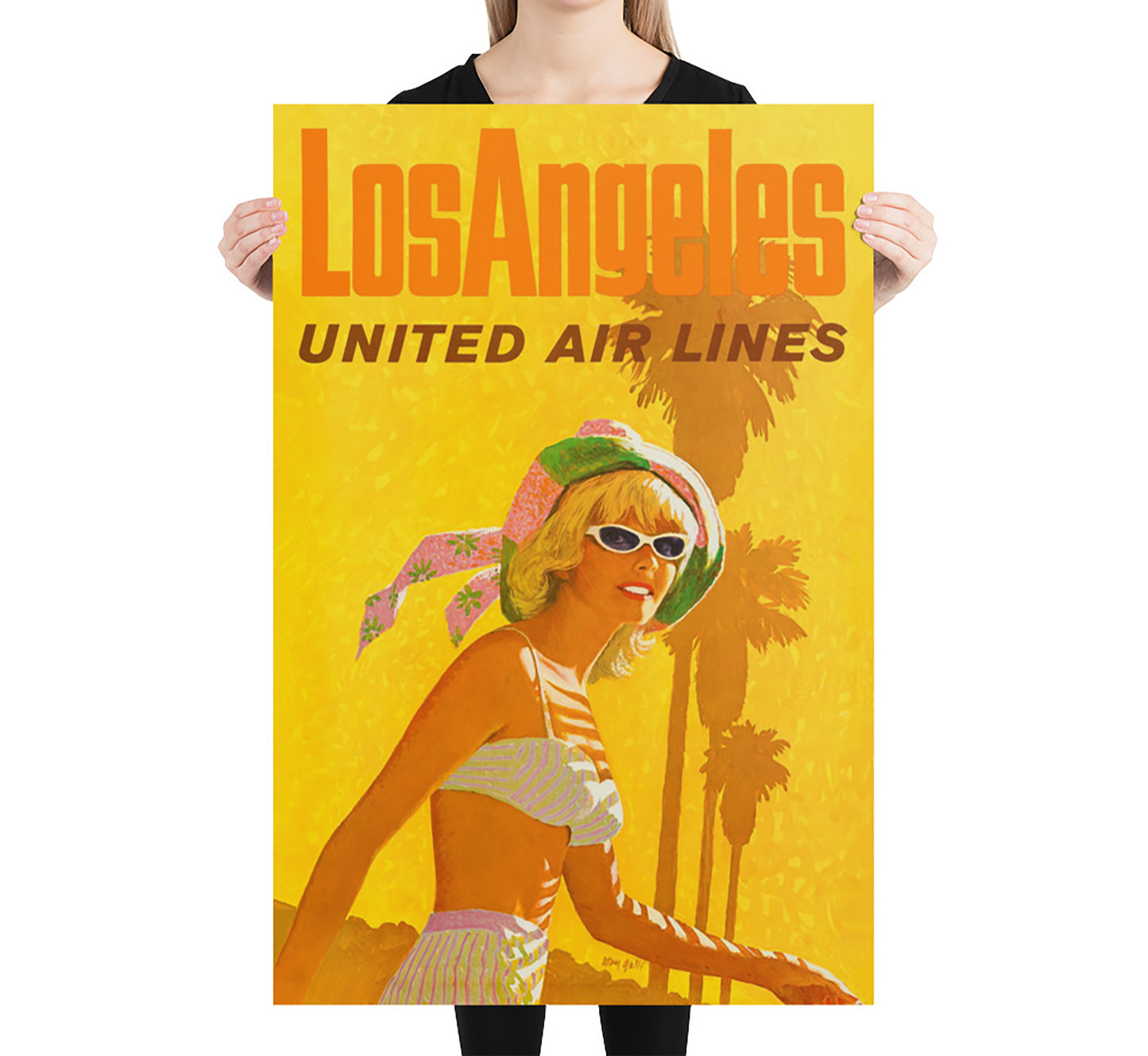 Los Angeles United Airlines vintage travel poster by Stanley Galli, c. 1910-1959.