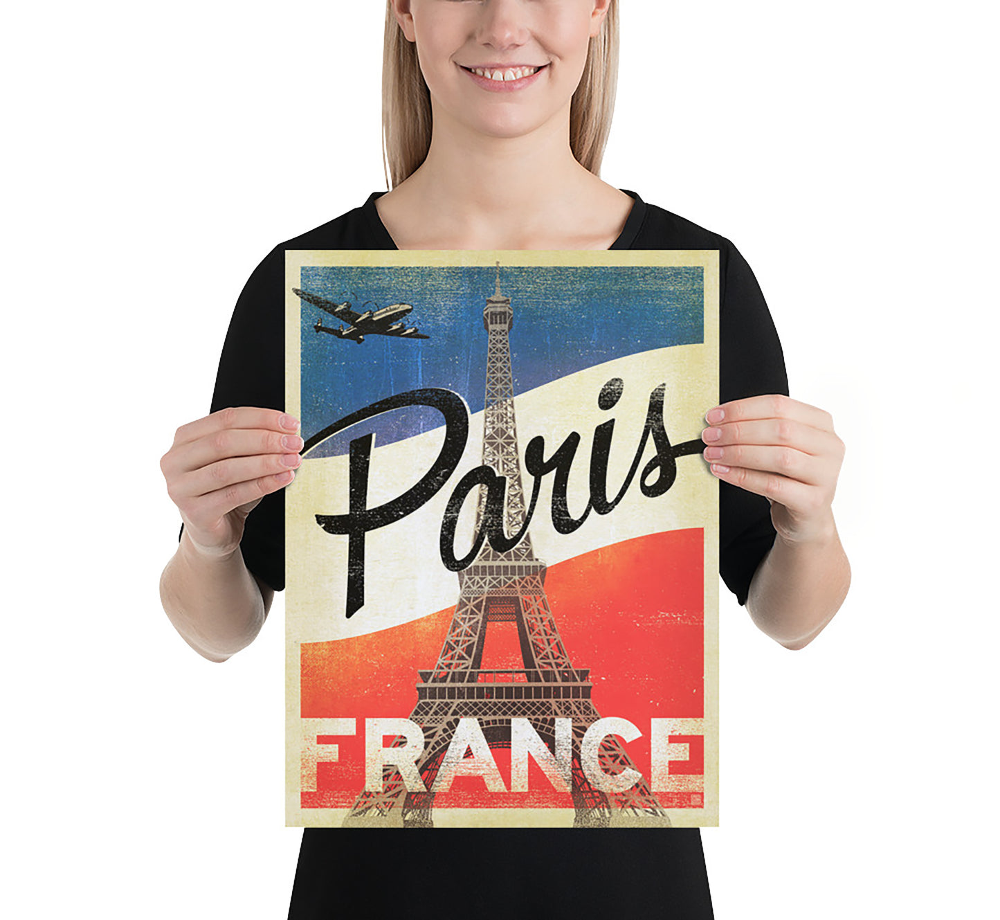 Retro look Paris poster, France vintage travel poster by unknown author, 1930s.