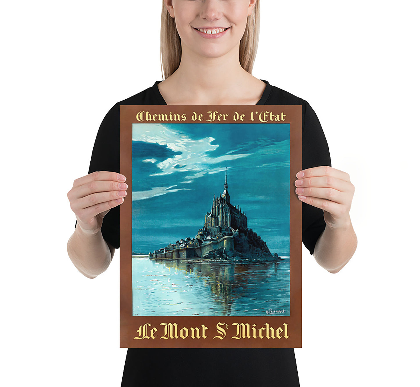 Chemins de Fer de l'Etat, Le Mont St. Michel, France vintage travel poster by Maurice Perronet, c. 1930s.