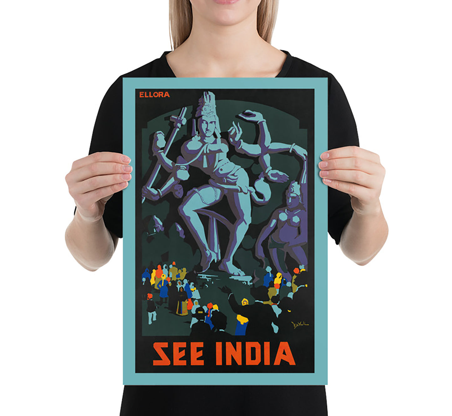 See India vintage travel poster by G.D. Deuskar, c. 1910-1959.