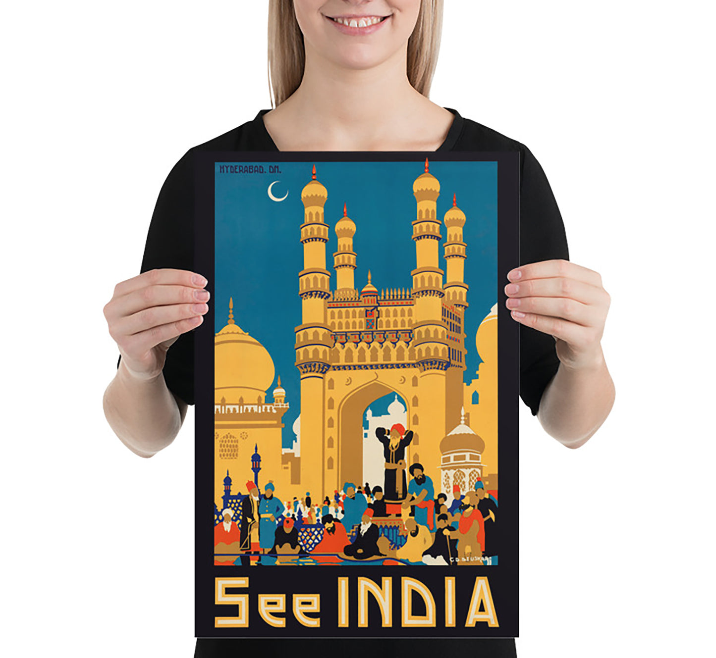 See India vintage travel poster by G.D. Deuskar, c. 1910-1959.